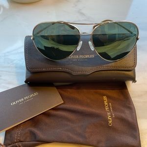 Oliver peoples Aviator Sunglasses. Green Lens with Gold Frame. Great Condition!
